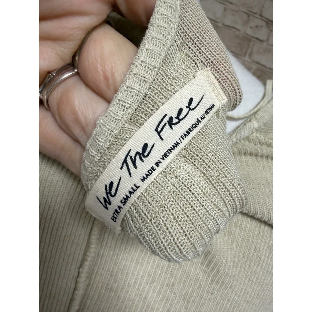 FREE PEOPLE We the Free' Thermal Long Sleeve Top XS‎ IVORY boho